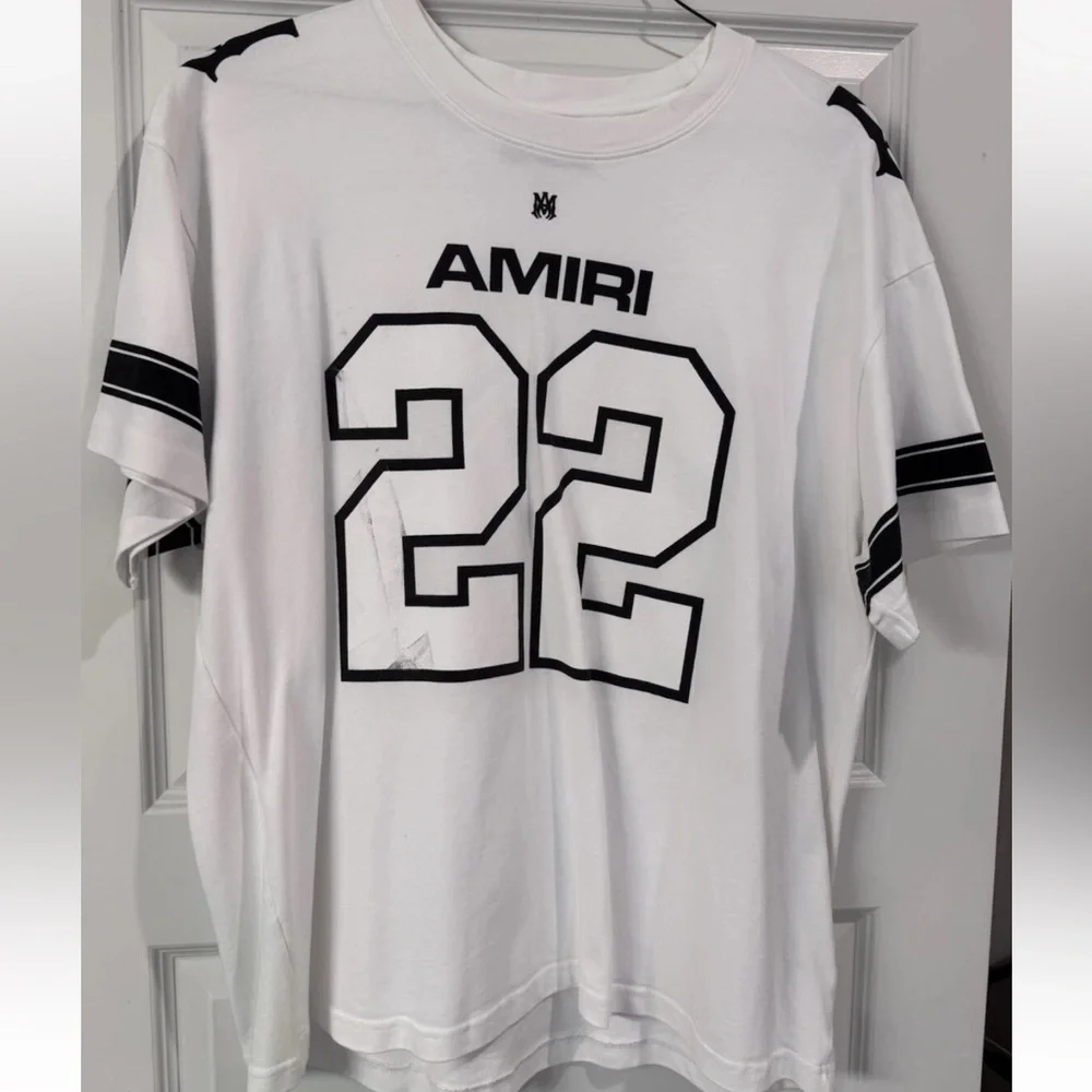 AMIRI White and Black Varsity Jersey Shirt - Picture 1 of 6